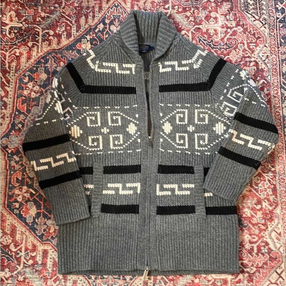 Pendleton Gray And Black Patterned Cardigan - image 1
